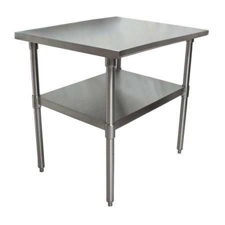 BK RESOURCES Work Table Stainless Steel W/Undershelf, Plastic bullet feet 24"Wx24"D SVT-2424